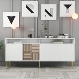 Hanah Home Milan Consola Blanco y Dorado